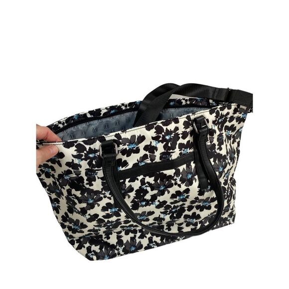 Heathers closet White and black printed tote bag with crossbody strap NWOT - Picture 5 of 6